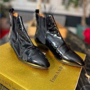 Stunning Black Bruno Magli Leather Ankle Boots Made in Italy Size 34.5